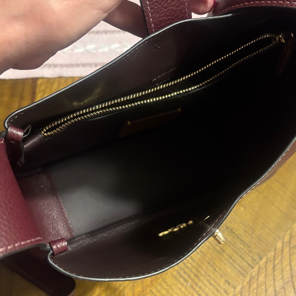 Coach Pebbled Leather Shoulder Bag in Wine - Picture 5 of 6